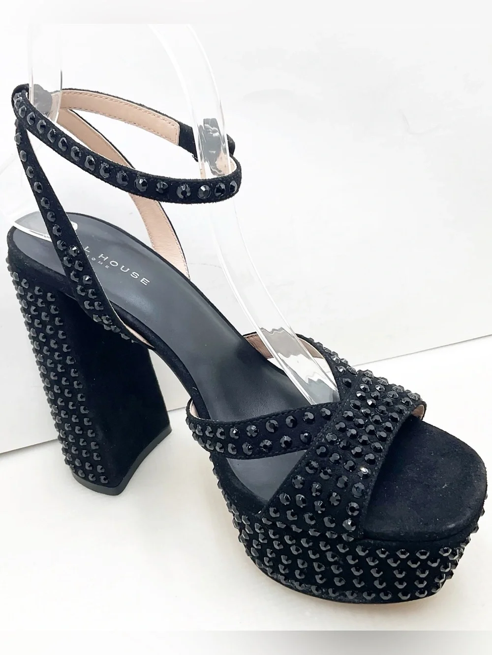 {Hill House Home} Rhinestone Studded Ankle Strap Party Platform Heels